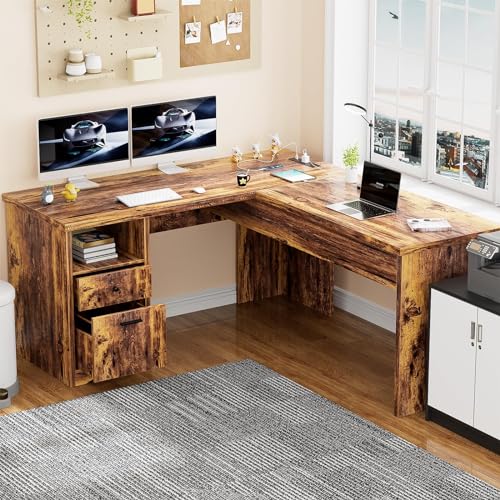 Black L Shaped Desk with Lift Top and Drawer Y27058