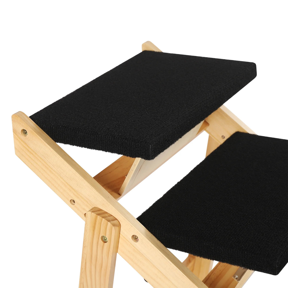 Pet Stairs Foldable Pine Wood Natural Black X40138