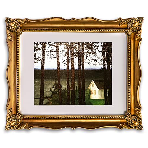 11x14 Black Ornate Picture Frame with White Mat L893292
