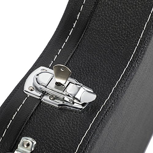 Black Wooden Hard-Shell Electric Guitar Case with Lock Latch Padding Z2632