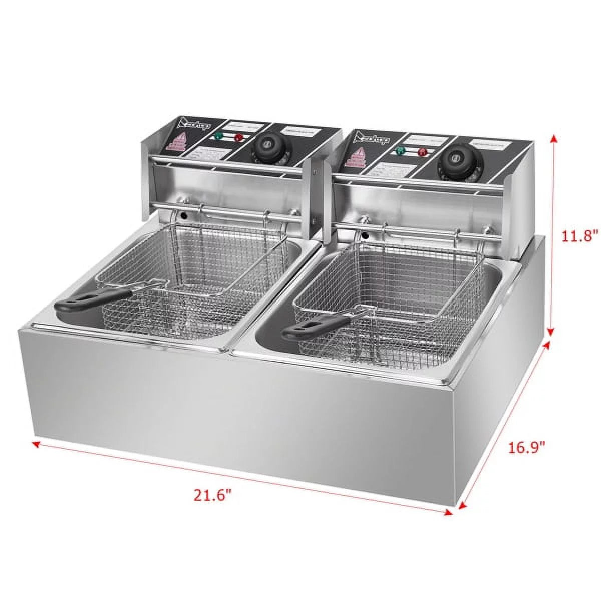 12L Stainless Steel Electric Double Tank Deep Fryer With Basket O977088