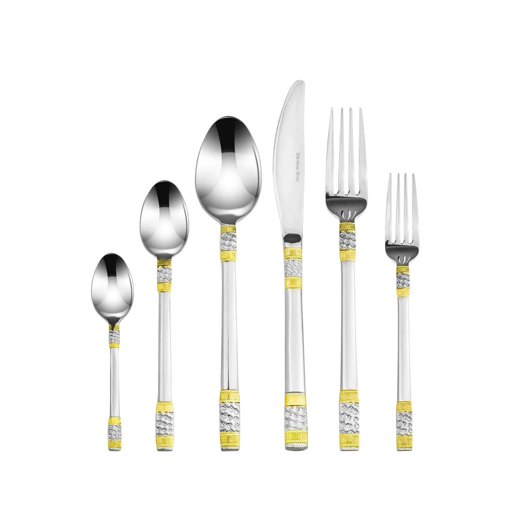 75-Piece 18/10 Stainless Steel Gold-Plated Cutlery Set with Wood Storage Case E8346