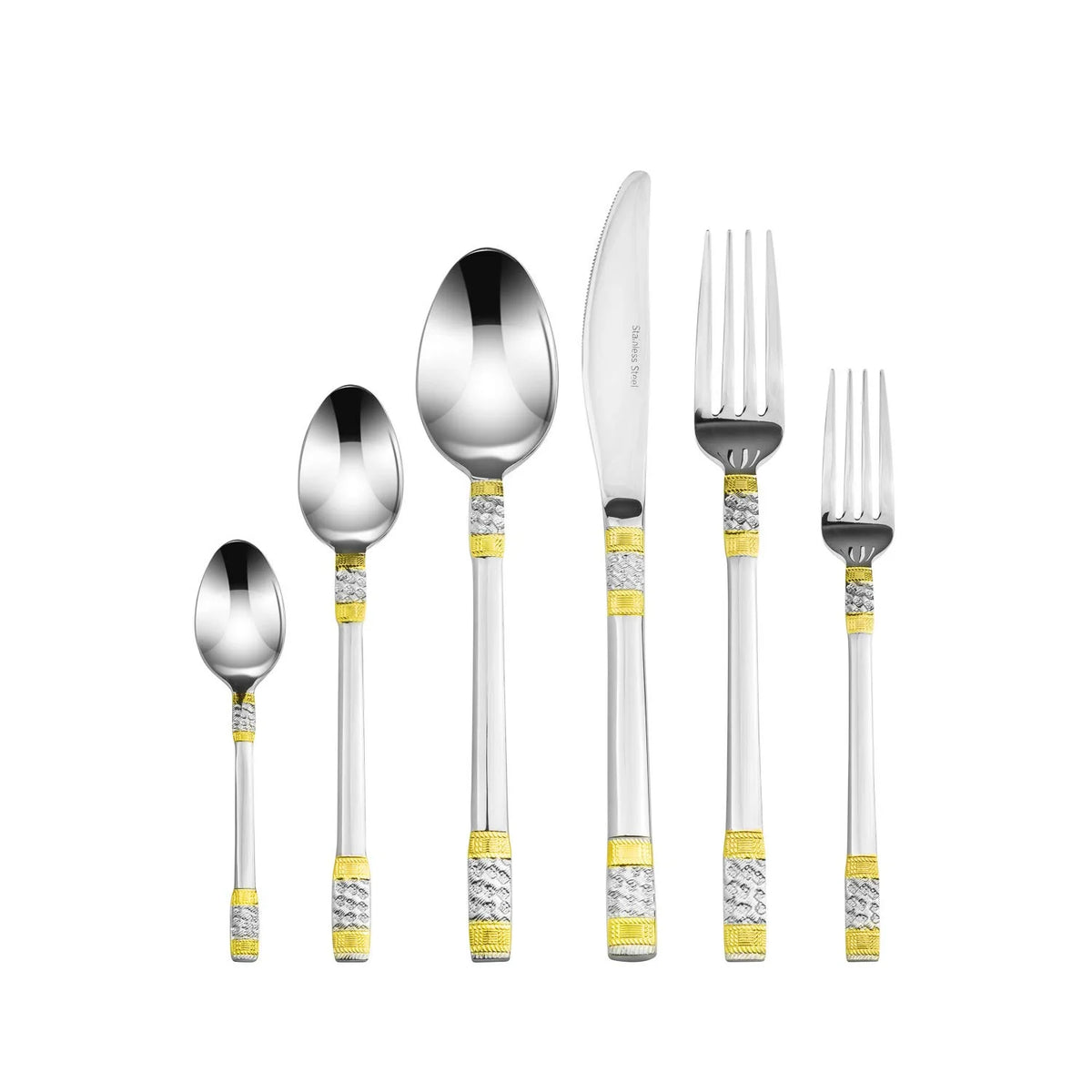75-Piece 18/10 Stainless Steel Gold-Plated Cutlery Set with Wood Storage Case E8346