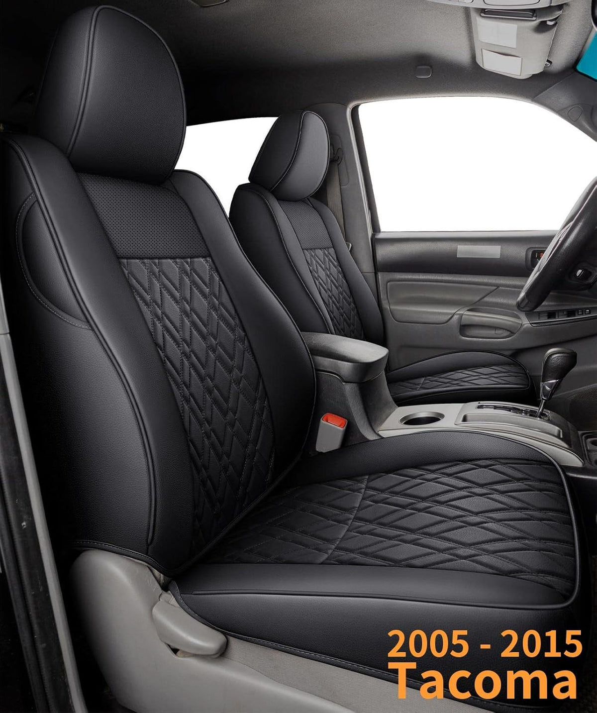Tacoma Seat Covers Water Proof Faux Leather Full Set Black Red C864155