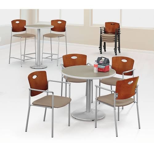 30x22 Cafe Height Table Cherry Laminate Top Black Base U559