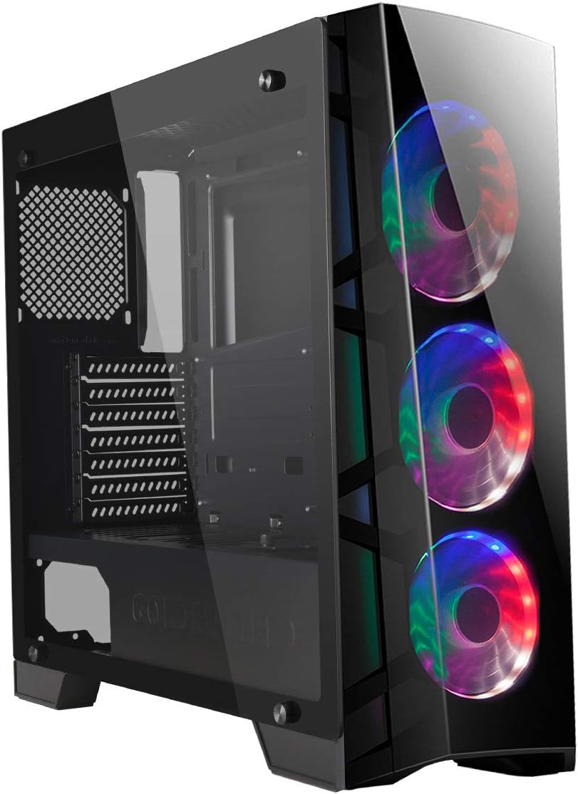 Mid Tower Computer Case with Tempered Glass Side Panel X68388