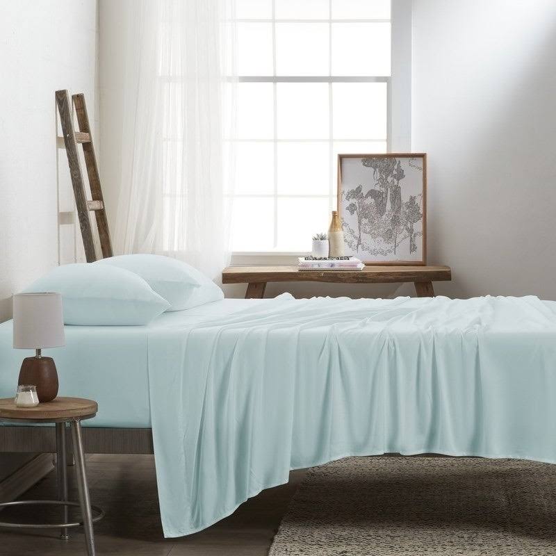Rayon from Bamboo 4 Piece Bed Sheet Set California King Light Blue G99994