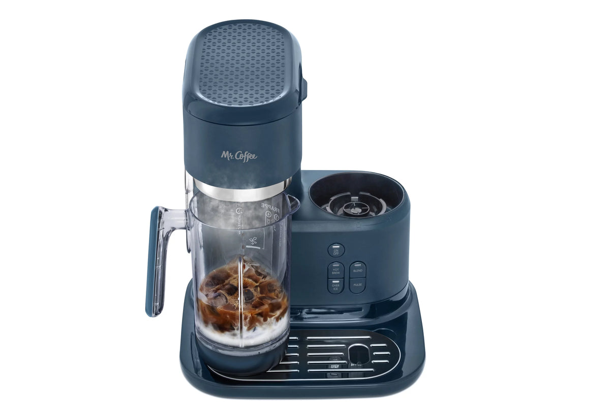 Navy Blue Single Serve Coffee Maker and Blender with Reusable Tumblers and Coffee Filter K2011