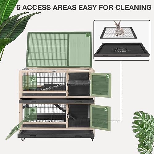 Grey Guinea Pig Cage with Wheels and 6 Access Doors Q952757
