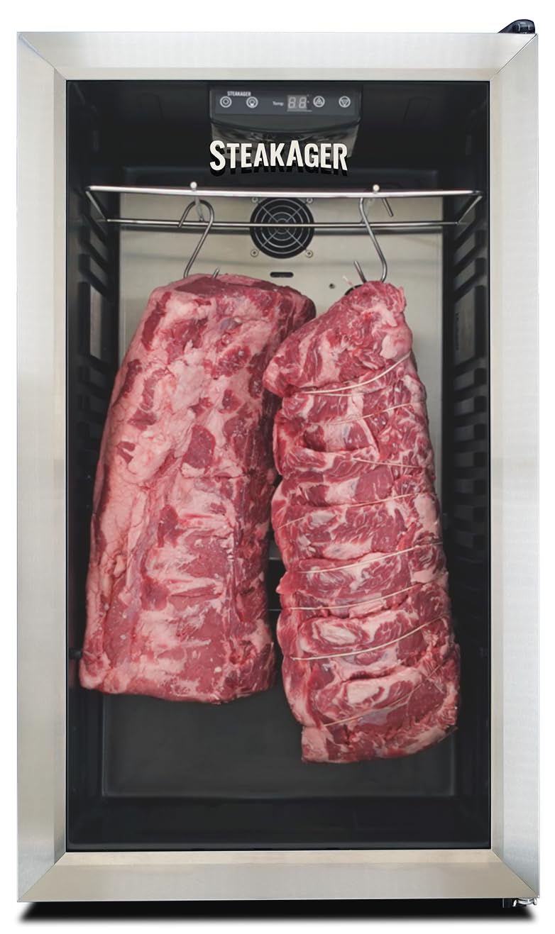 Black and Stainless Steel Dry Aging Refrigerator with 40Lbs Capacity O442