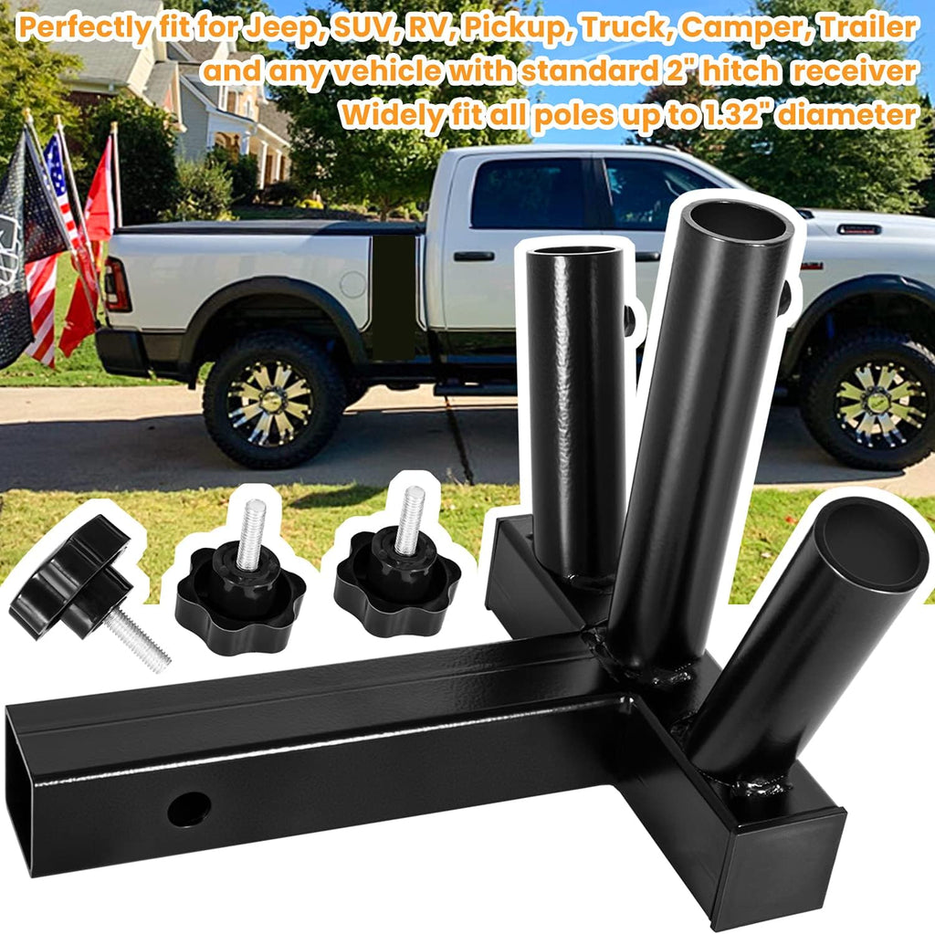 Black 3 Flagpole Hitch Mount Holder with 2 inch Hitch Receiver G204681