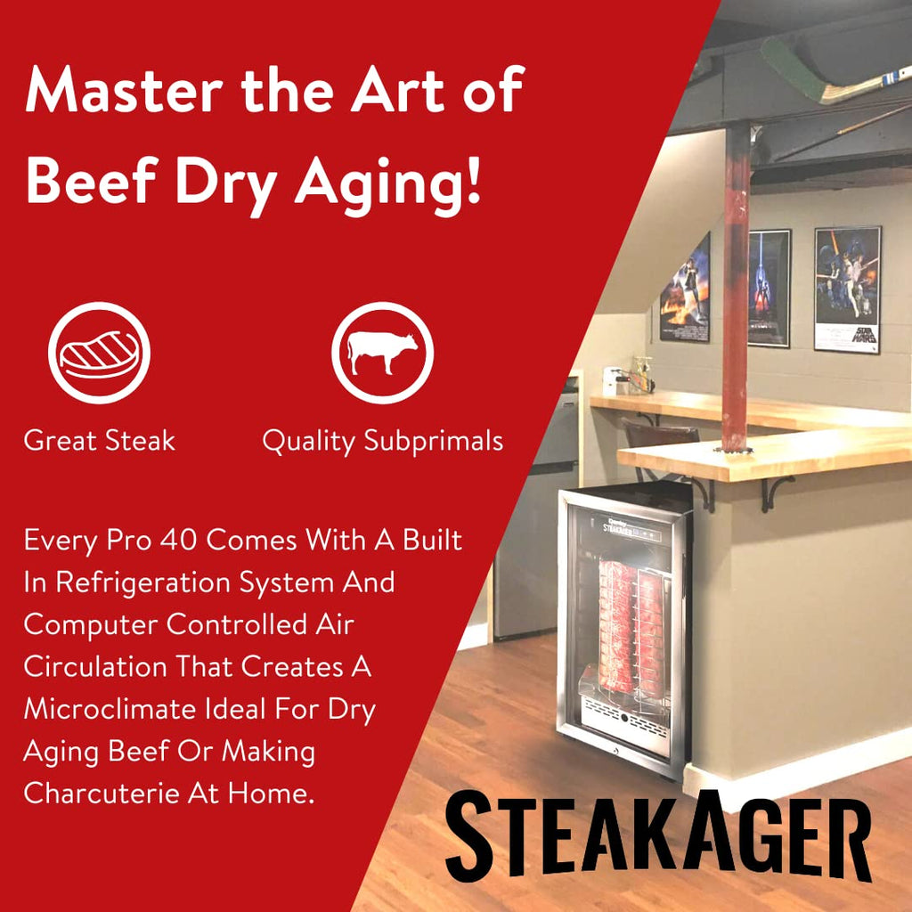 Black and Stainless Steel Dry Aging Refrigerator with 40Lbs Capacity O442