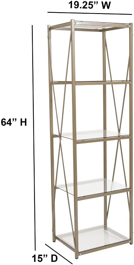 4 Shelf Glass Bookcase Z5177