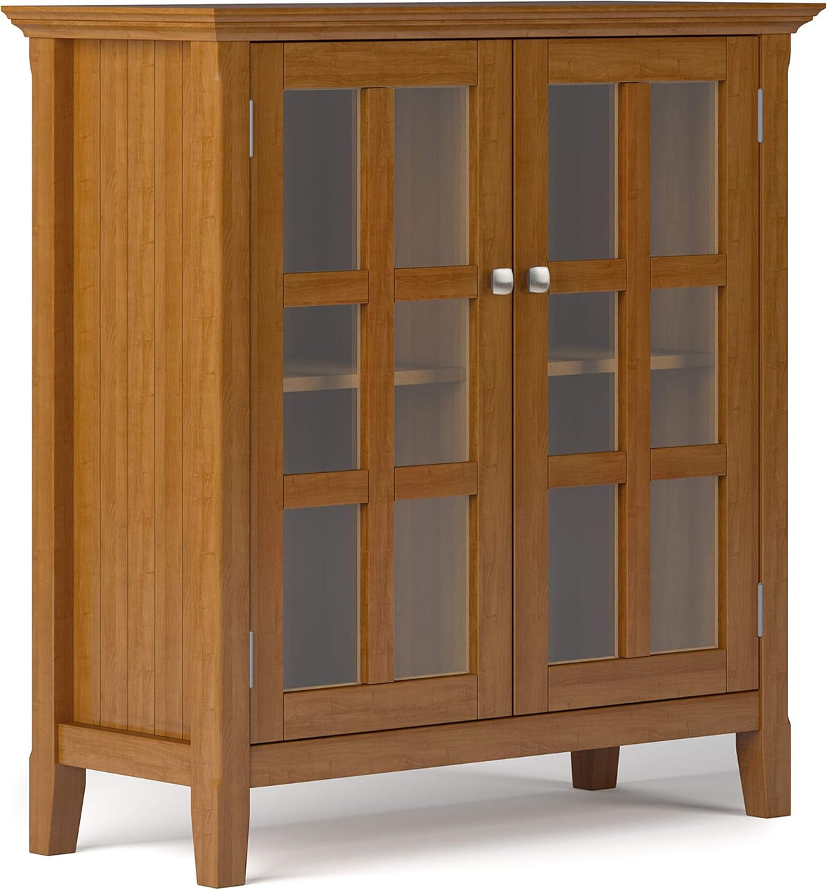 Light Golden Brown 35 inch Wide 2 Door 2 Adjustable Shelves Solid Wood Storage Cabinet N64092