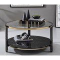 Clear Glass Faux Black Marble Coffee Table P177602
