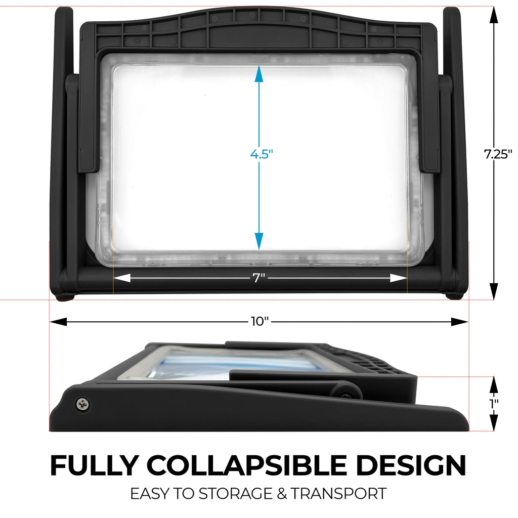 5X Large LED Full Page Magnifying Glass with Collapsible Hands-Free Stand & 3 Color Modes F931