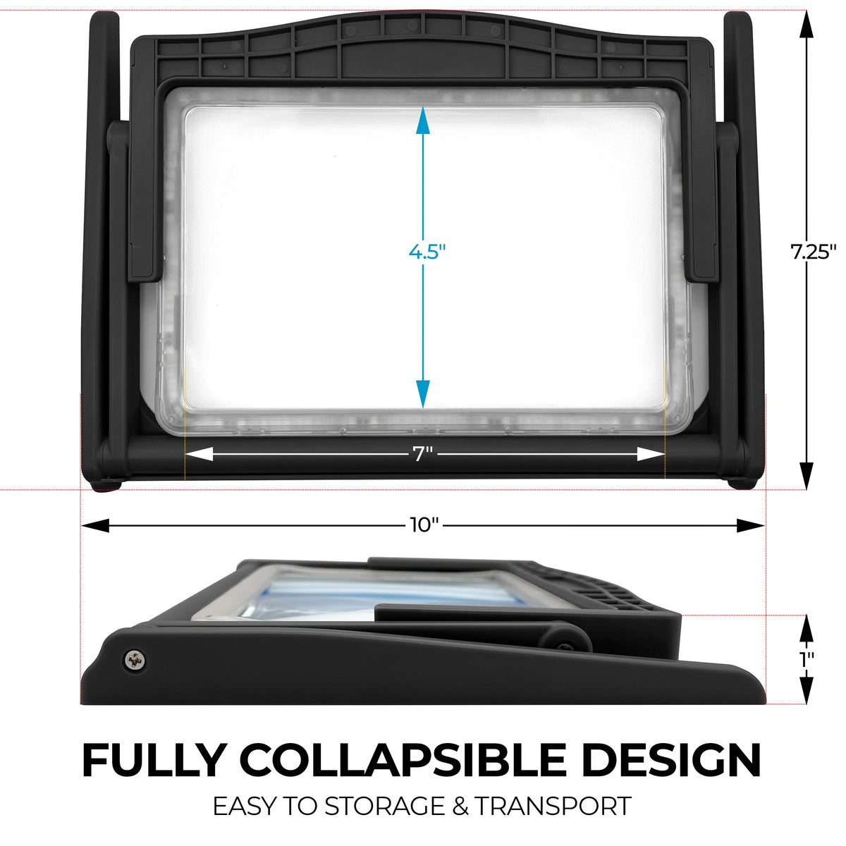 5X Large LED Full Page Magnifying Glass with Collapsible Hands-Free Stand & 3 Color Modes F931