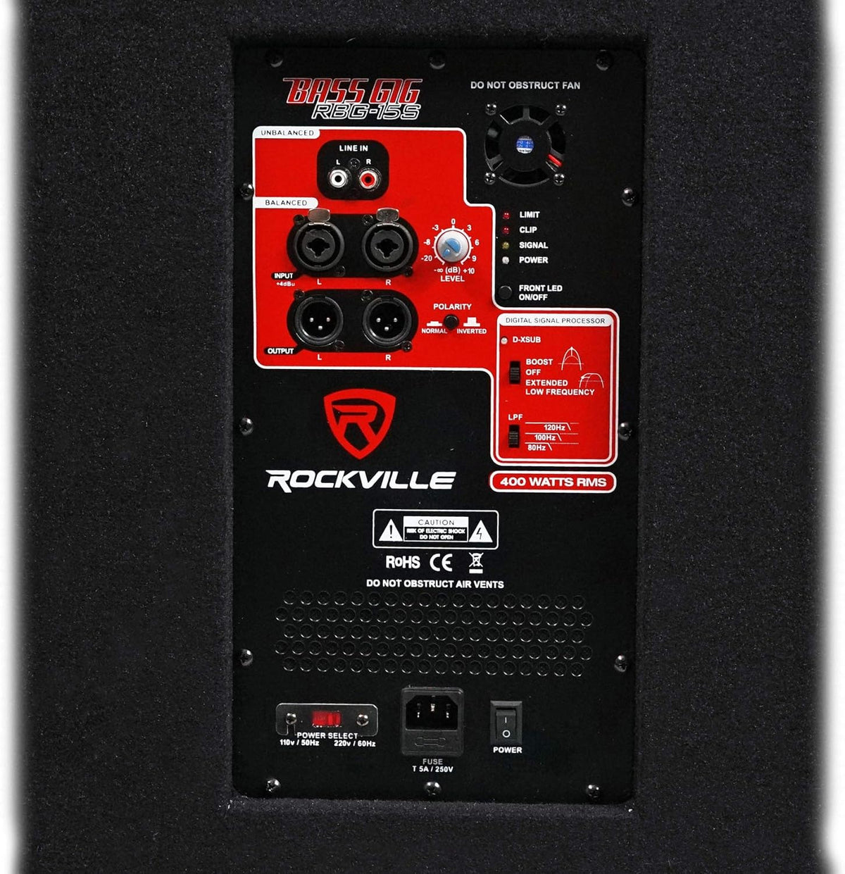 15" 1600w Active Powered PA Subwoofer with Steel Casters V331049