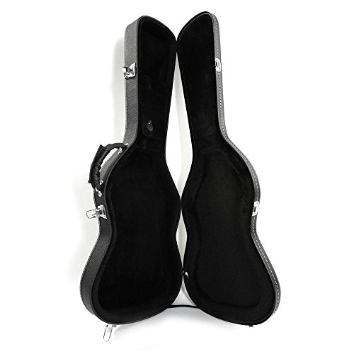Black Wooden Hard-Shell Electric Guitar Case with Lock Latch Padding Z2632