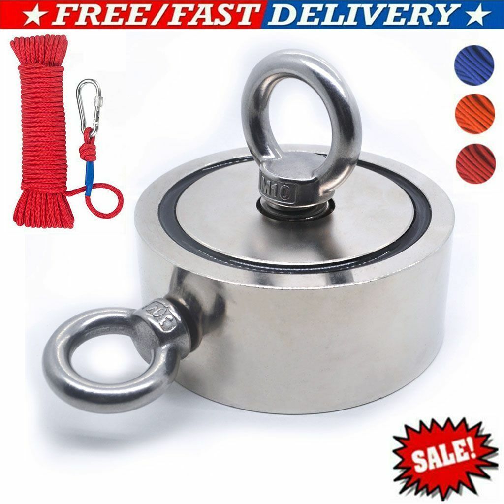 1300 Lbs Pull Force Neodymium Fishing Magnet Kit with Rope and Carabiner Y8830