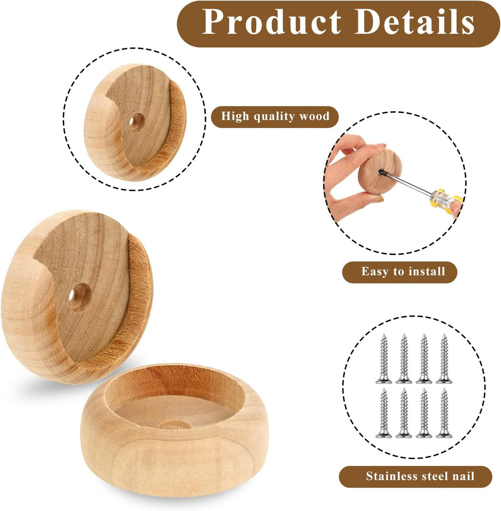 4 Sets Solid Wooden Closet Rod Holders with Screws E746354