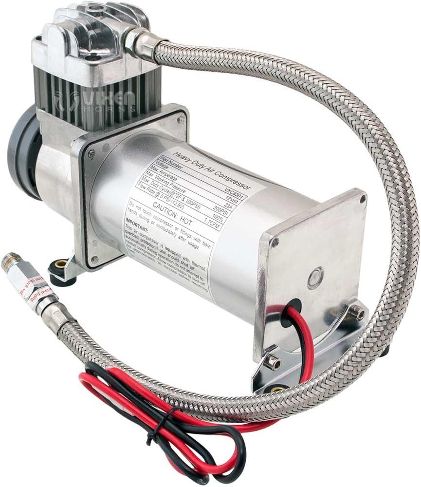 Train Horn Kit with Dual 200psi Air Compressor, 5 Gallon Tank, 8 Trumpets B8236