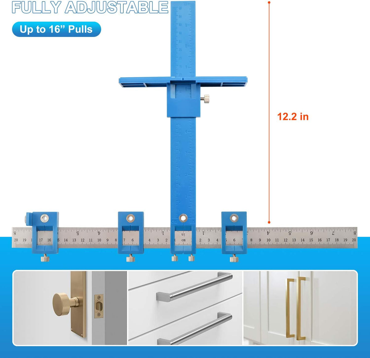 Cabinet Hardware Jig Tool Adjustable Drill Template Guide Pack of 2 G3279