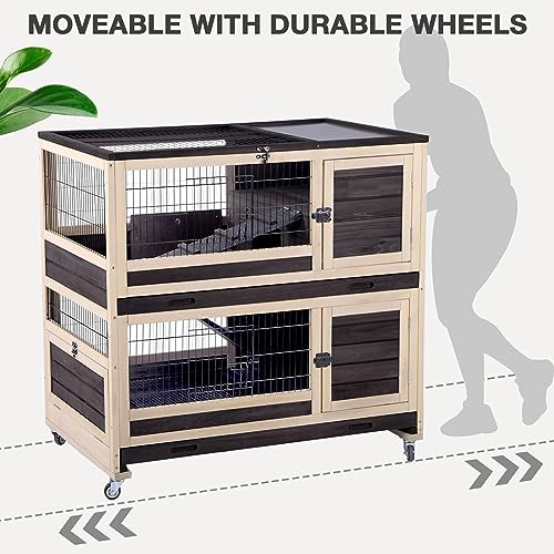 Grey Guinea Pig Cage with Wheels and 6 Access Doors Q952757