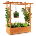 Raised Garden Bed with Arch Trellis Wood Planter Box K124