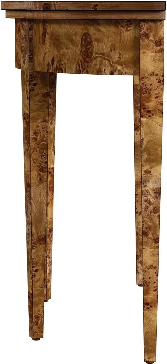 Brown Burl Wood Demilune Console Table T829