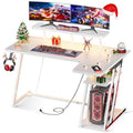 Black 55 Inch L Shaped Gaming Desk with LED Lights B42601