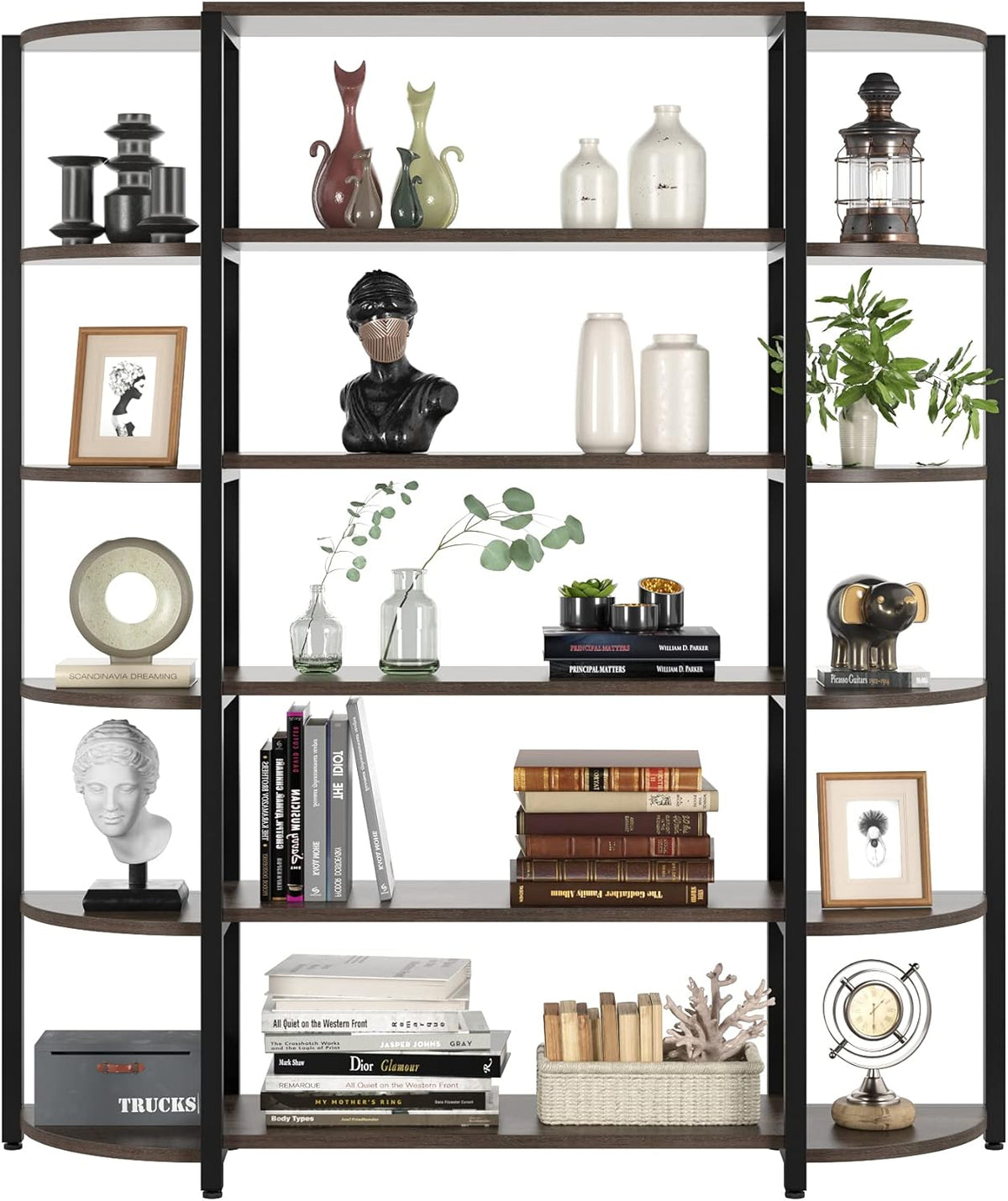 6-Tier Wooden Bookcase with Adjustable Feet F281140