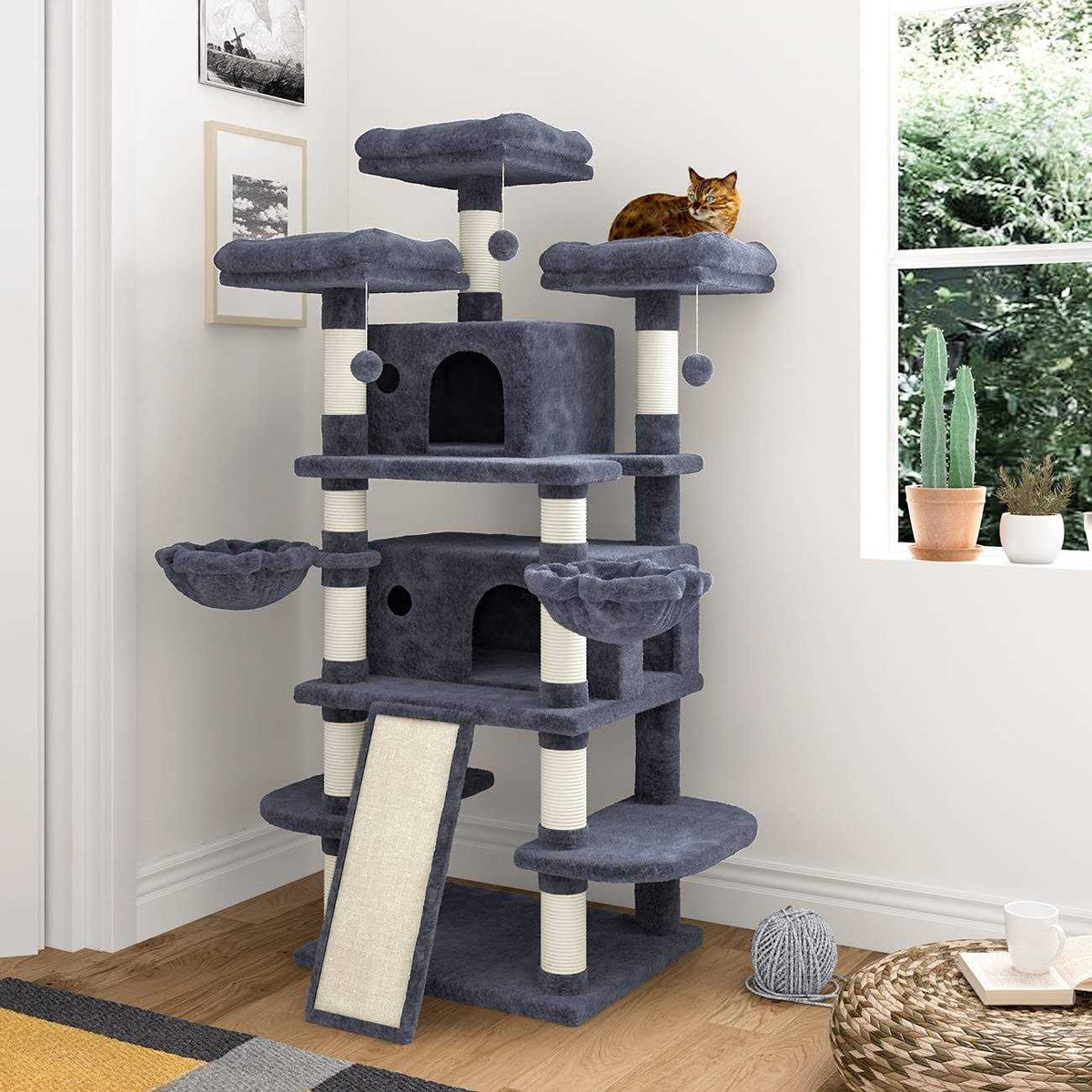 68 Inches Multi-Level Cat Tree with Cat Condo and Sisal Scratching W660583