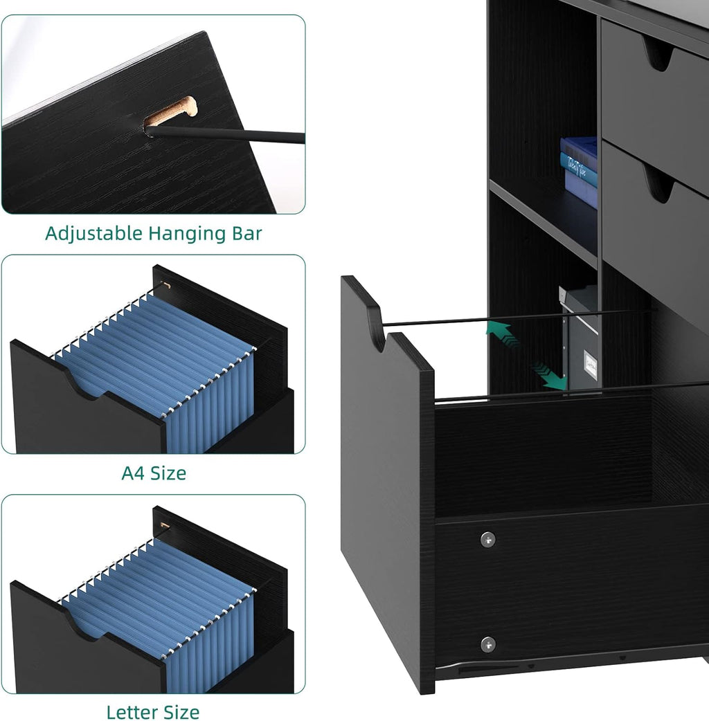 Black 3 Drawer Wood File Cabinet N434826
