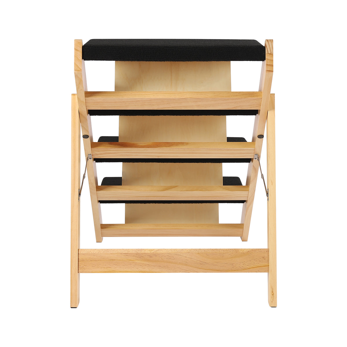 Pet Stairs Foldable Pine Wood Natural Black X40138
