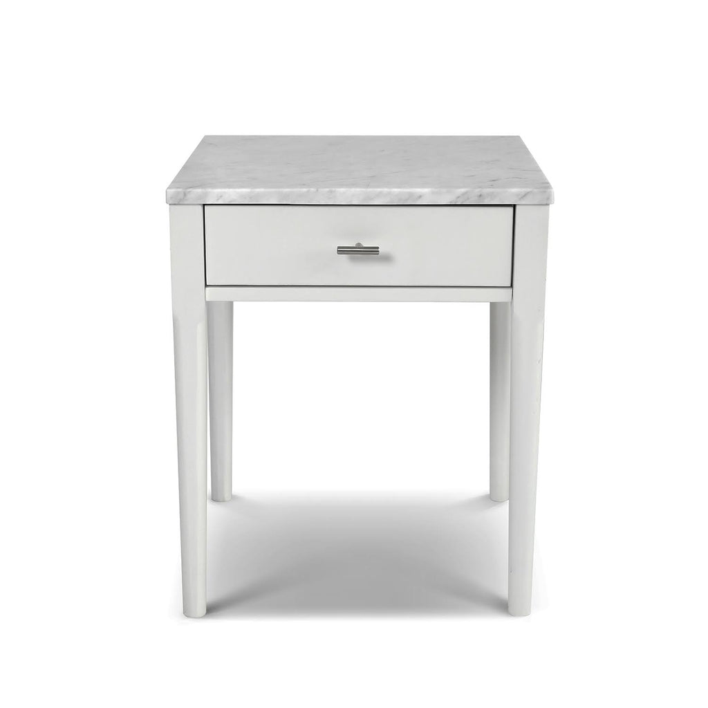 18x22 White Marble Side Table with Walnut Leg M741580