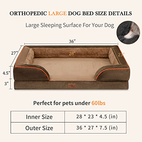 Jumbo Waterproof Orthopedic Memory Foam Dog Bed with Bolster and Removable Cover V173287