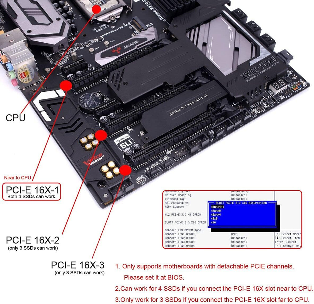 NVME M.2 to PCI-E 3.0 X16 Raid Card with Fan I8402