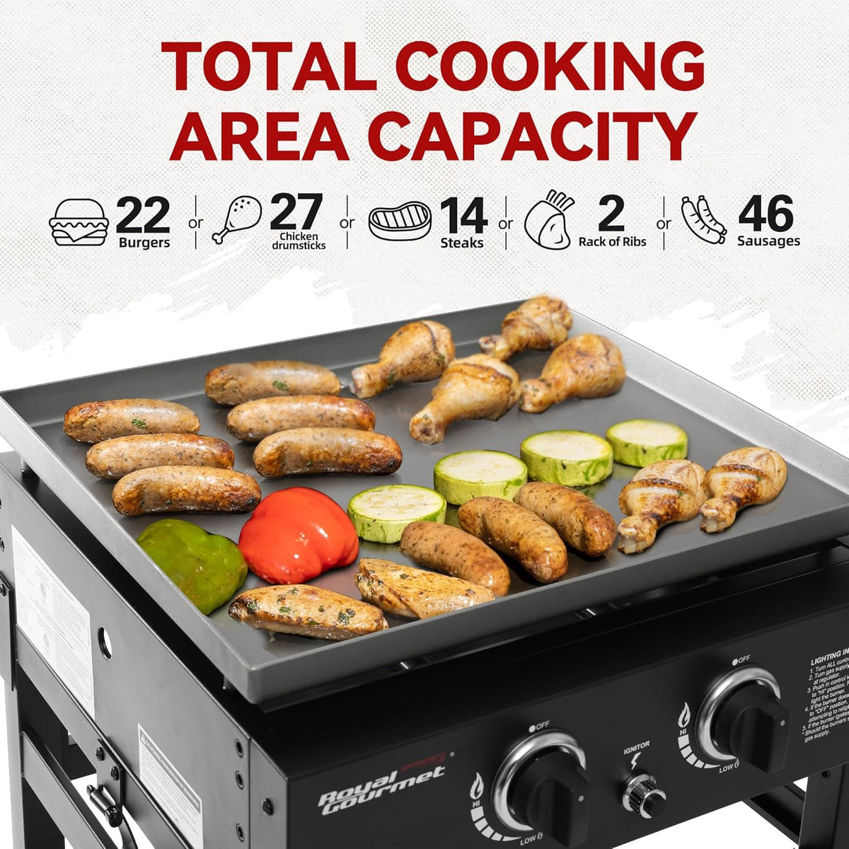 Black 2-Burner Propane Gas Griddle with 450 Sq. In. Cooking Area G9578