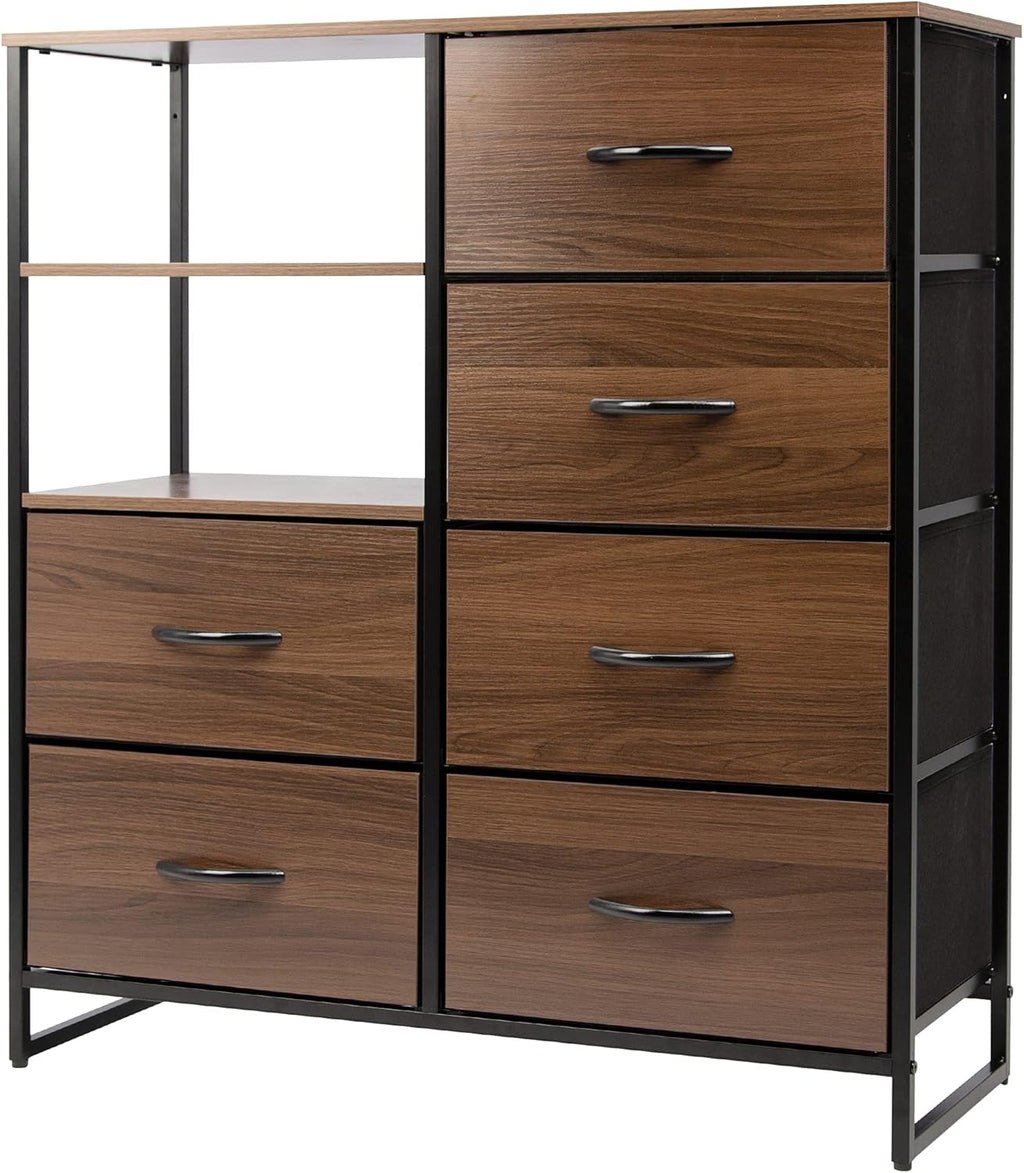 8 Drawer Dresser with Wooden Top and Steel Frame O94947