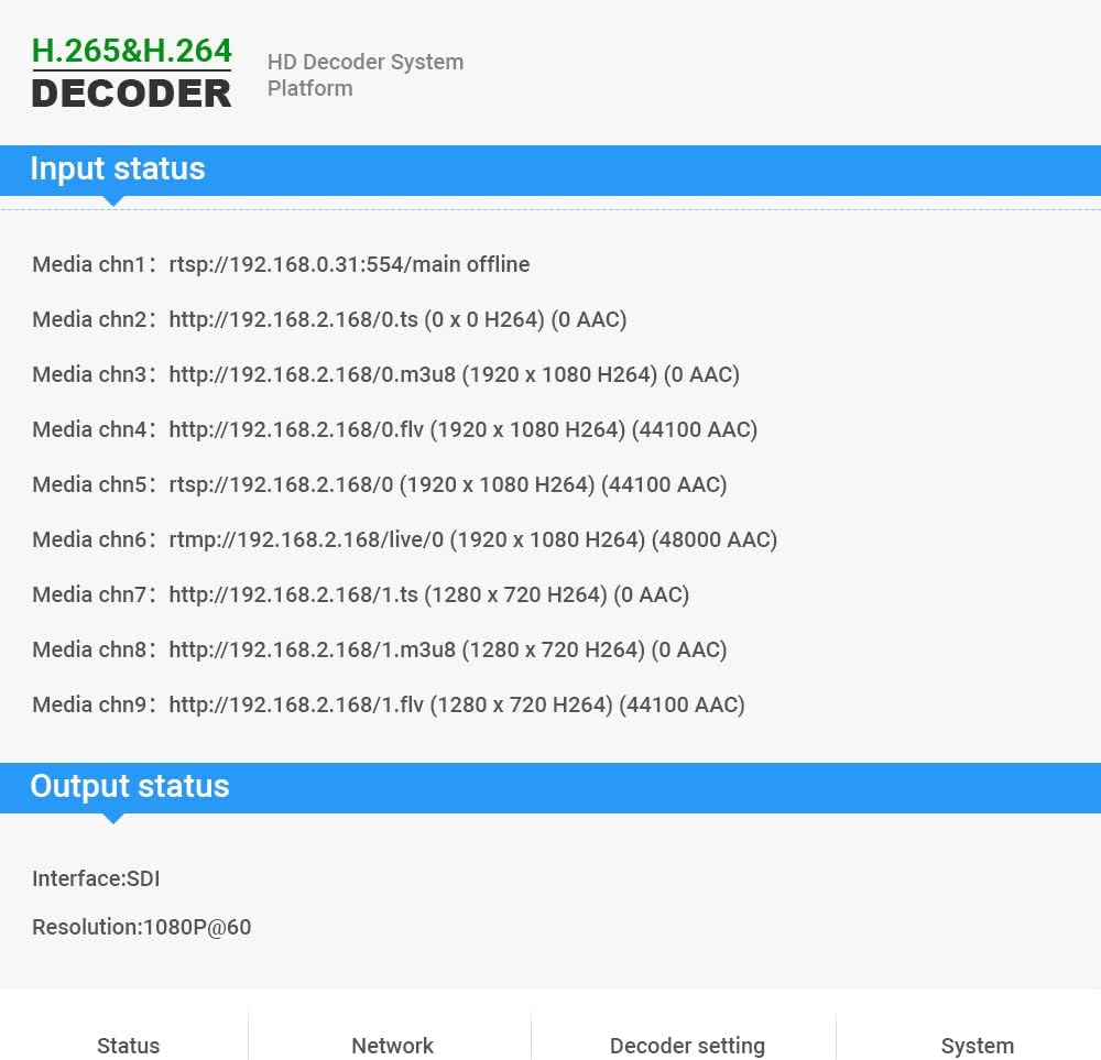 H.265 H.264 HD Video Audio Decoder to HD 3G SDI Converter N8606