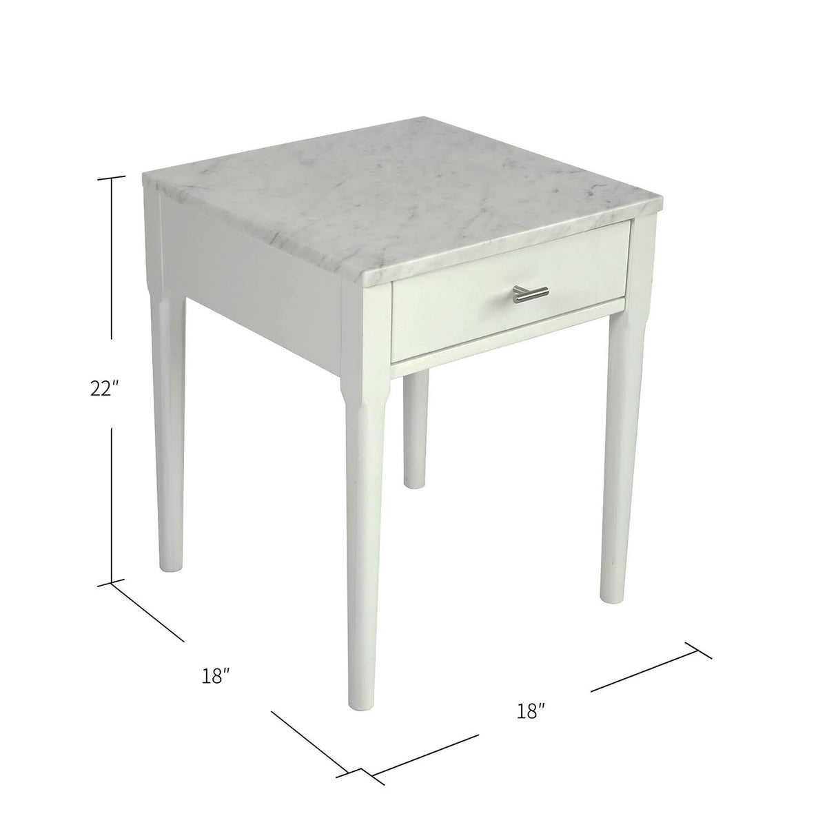 18x22 White Marble Side Table with Walnut Leg M741580