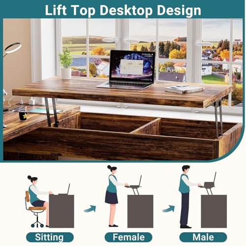 Black L Shaped Desk with Lift Top and Drawer Y27058