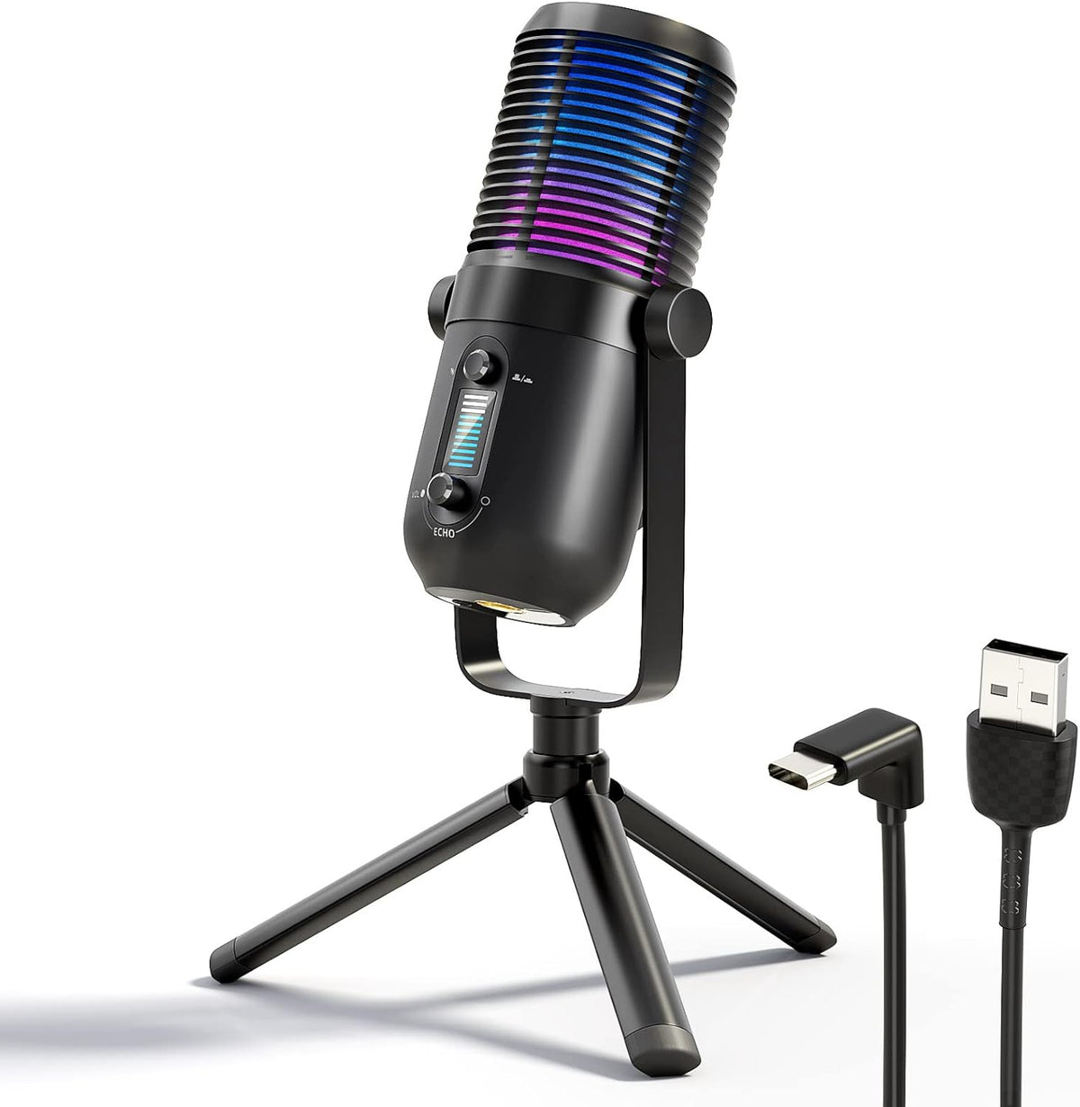 RGB Gaming USB Condenser Microphone with Tripod Stand, Pack of 2 K6468