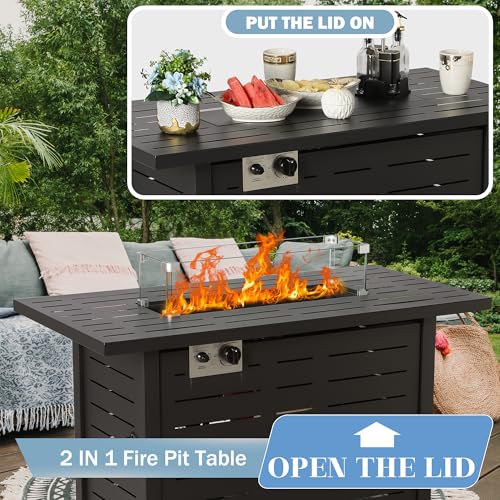 7 Pieces Patio Furniture Set with Cushions and Glass Coffee Table E569233