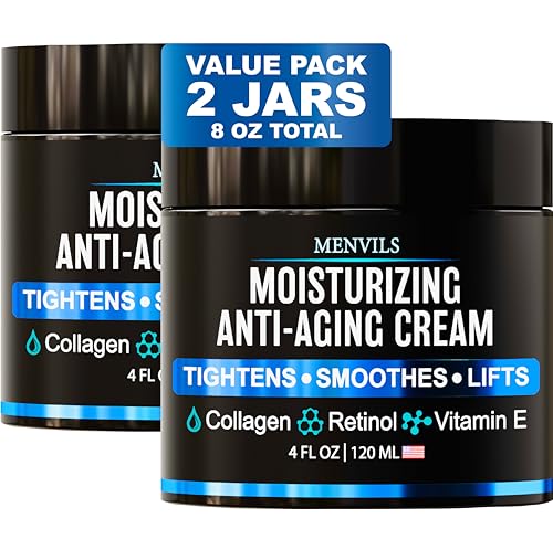 Mens Face Moisturizer Cream with Collagen, Retinol, Vitamins E, Jojoba Oil, 4 oz M9740