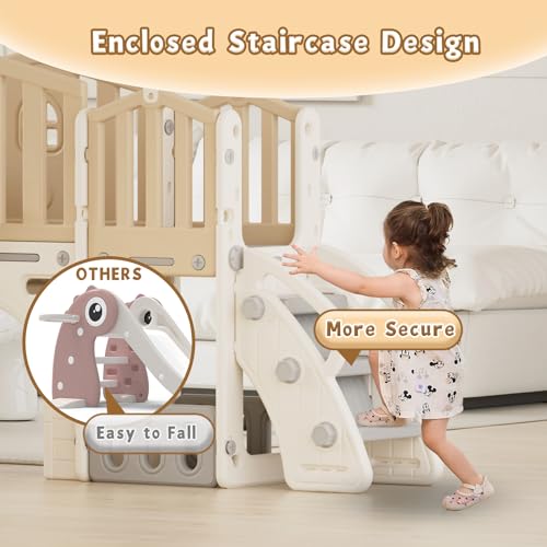 Gray 8 in 1 Toddler Slide Set with Basketball Hoop W550245