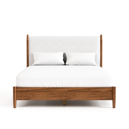 Walnut Solid Wood Queen Bed Frame with Headboard T1292