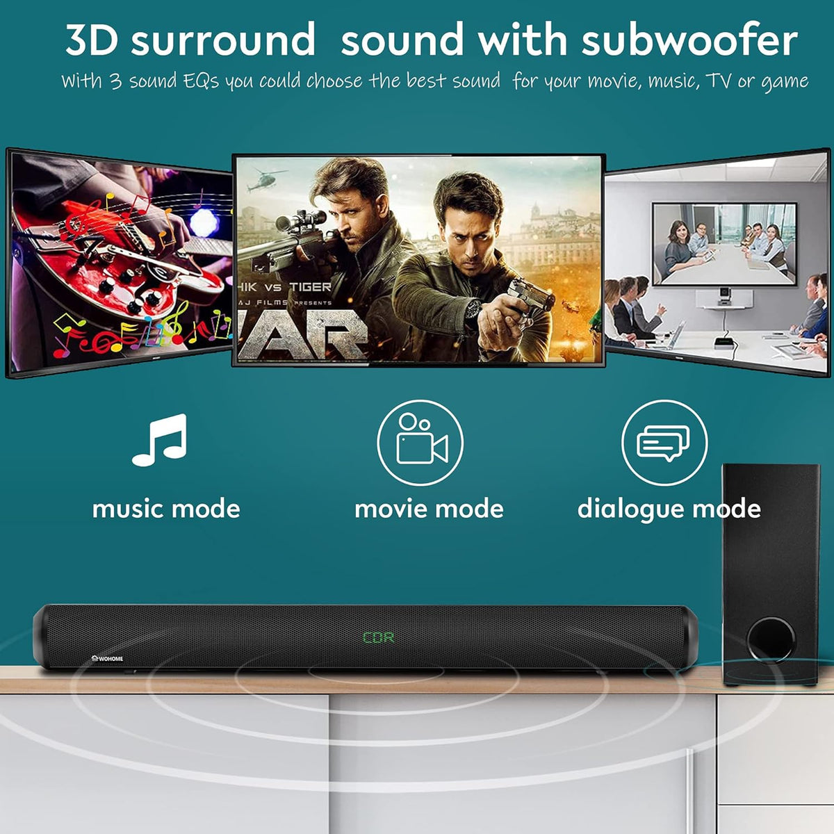 28-INCH 120W Sound Bar with Subwoofer V2668