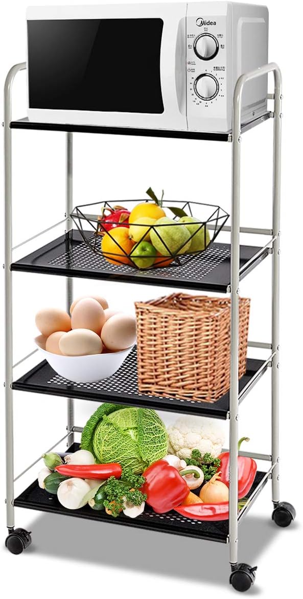 Rolling Steel Storage Cart with Lockable Wheels S7590